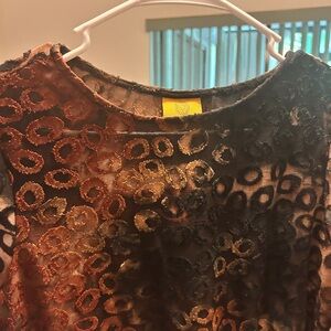 Velvet Burnout Circle-Print long sleeve Top - Brown/Black